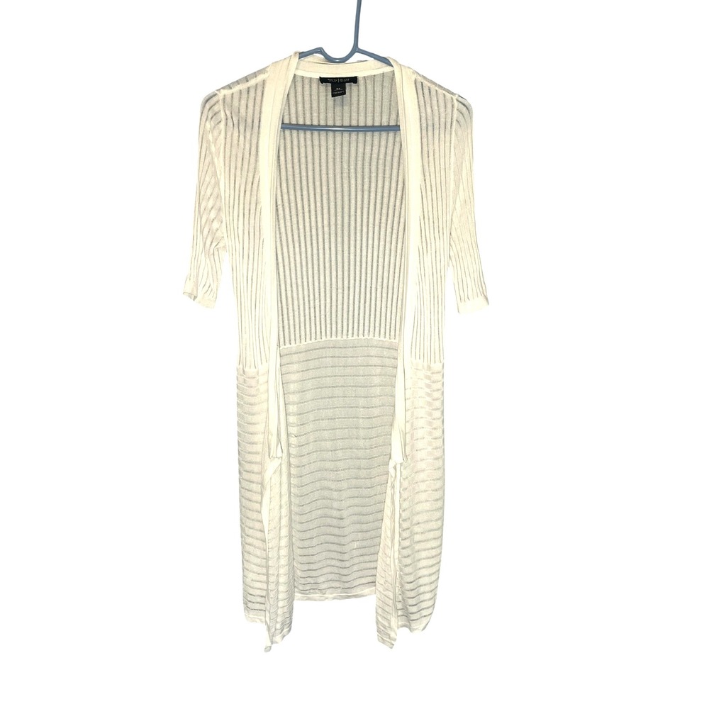 White‎ House Black Market Women's Faux Wrap Duster Cardigan XS Sheer Ivory